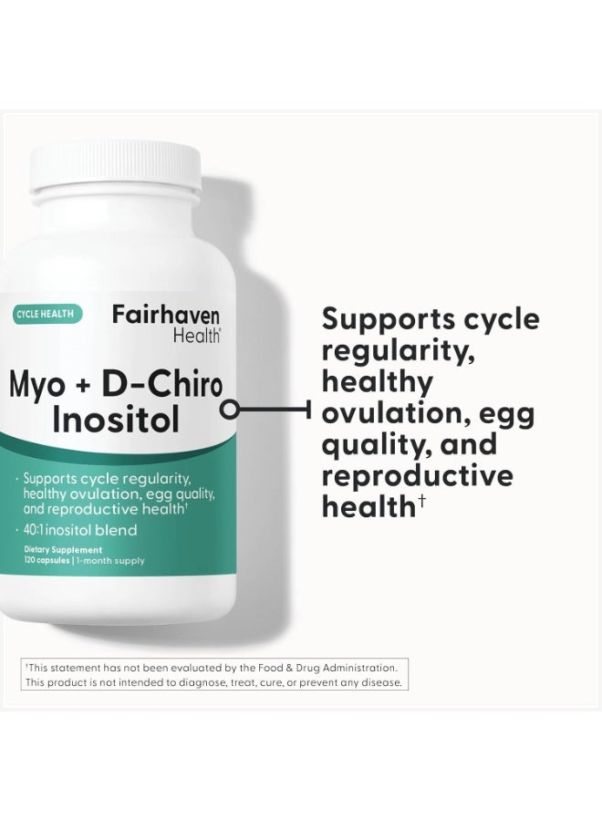 fairhaven health مكمل ميو-إنوزيتول ودي-كيرو إنوزيتول من فيرهفن هيلث | نسبة 40:1 | مكمل خصوبة للنساء وتوازن الهرمونات* | فيتامين ب8 | خالي من الجلوتين والألبان | 120 كبسولة إنوزيتول - Image 2