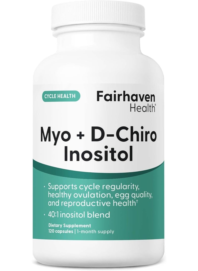 fairhaven health مكمل ميو-إنوزيتول ودي-كيرو إنوزيتول من فيرهفن هيلث | نسبة 40:1 | مكمل خصوبة للنساء وتوازن الهرمونات* | فيتامين ب8 | خالي من الجلوتين والألبان | 120 كبسولة إنوزيتول - Image 1