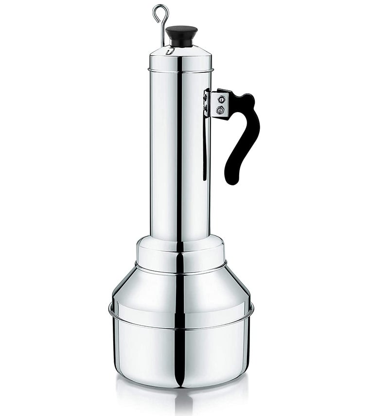 PGD Stainless Steel Premium Puttu Kodam Puttu Maker with Puttu Making vessel kuzha Steamer Plate Metal Stick Black Plastic Handle Silver Lid Bakelite knob Assembly Required - Image 1