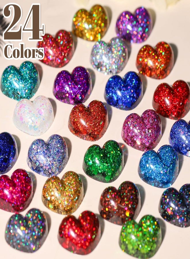 LEOBRO Chunky Glitter, 24 Colors Holographic Chunky Glitter for Crafts, Resin, Body Hair Face Nail Makeup, DIY Party Halloween Decorations - Image 2