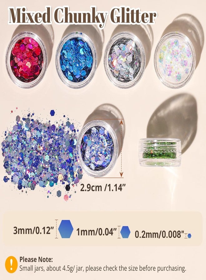 LEOBRO Chunky Glitter, 24 Colors Holographic Chunky Glitter for Crafts, Resin, Body Hair Face Nail Makeup, DIY Party Halloween Decorations - Image 4