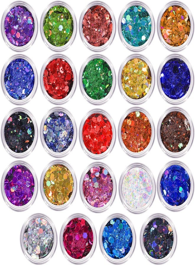 LEOBRO Chunky Glitter, 24 Colors Holographic Chunky Glitter for Crafts, Resin, Body Hair Face Nail Makeup, DIY Party Halloween Decorations - Image 1