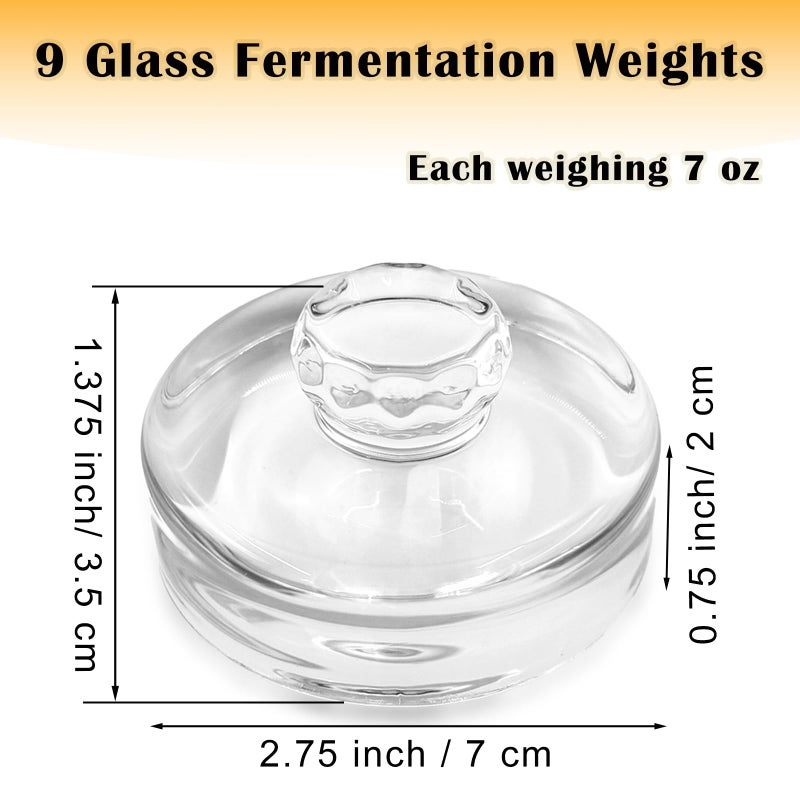 Nexboraque 9 Pack Fermentation Glass Weights with Easy Grip Handles, Clear Canning Weights and Pickling Glass Weight for Wide Mouth Mason Jars, Fermenting Kit, Kimchi, Sauerkraut - Image 2