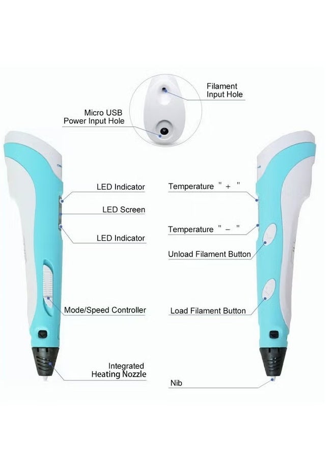 Generic - Advanced Professional 3D Printing Pen with Free Refill Filament Stencil Book and Project Guide Only High-Precision Diameter for Teens Adults Creators - Image 1