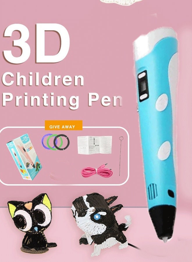 3D Printing Pen with Display - Includes 3D Pen, 3 Starter Colors of PLA Filament, Stencil Book + Project Guide, and Charger - Image 1