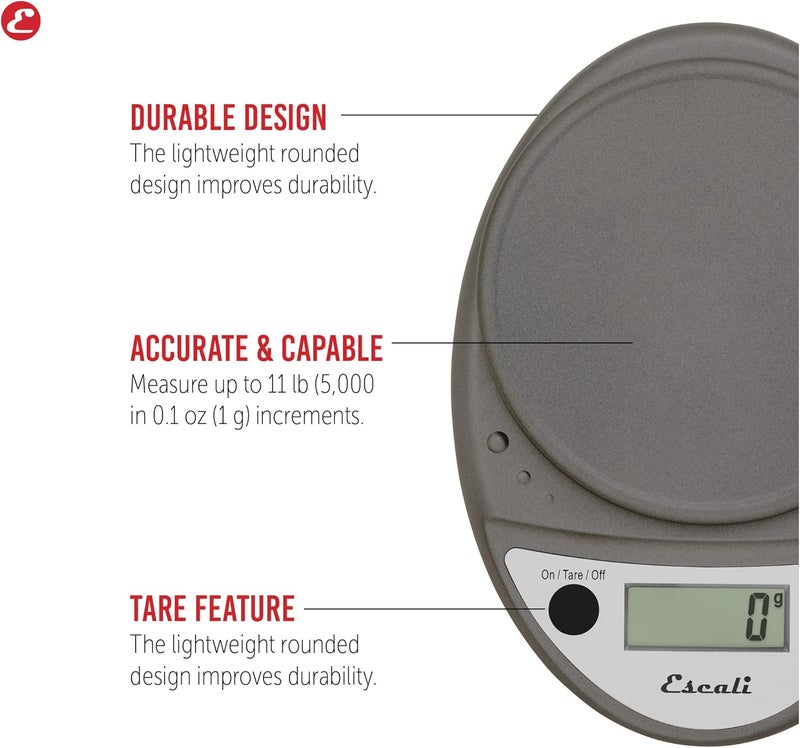 Escali Primo P115M Precision Kitchen Food Scale - Lightweight Metallic Design with LCD Display for Cooking and Baking - Image 2
