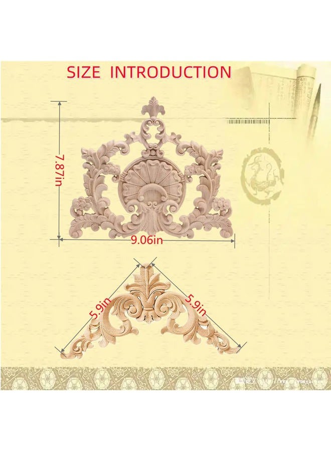LXYUUM 5PCS Wood Appliques Onlays Decorative for Furniture Wood Carved Onlay for Bed Door Cabinet Wardrobe Furniture Long Decoration Unpainted Wood Carving Decoration,01 - Image 4
