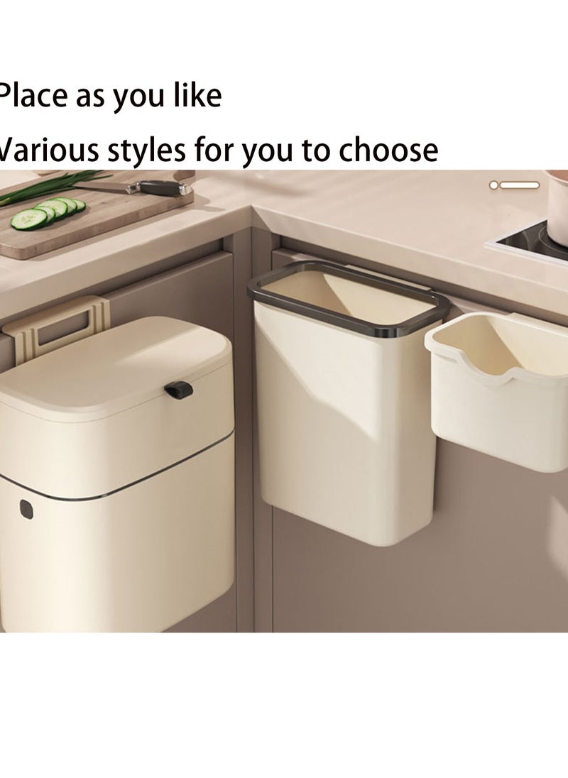 Generic - 26cm*20cm*30cm Wall-Mounted Trash Can Large Size - Cream White - Image 1