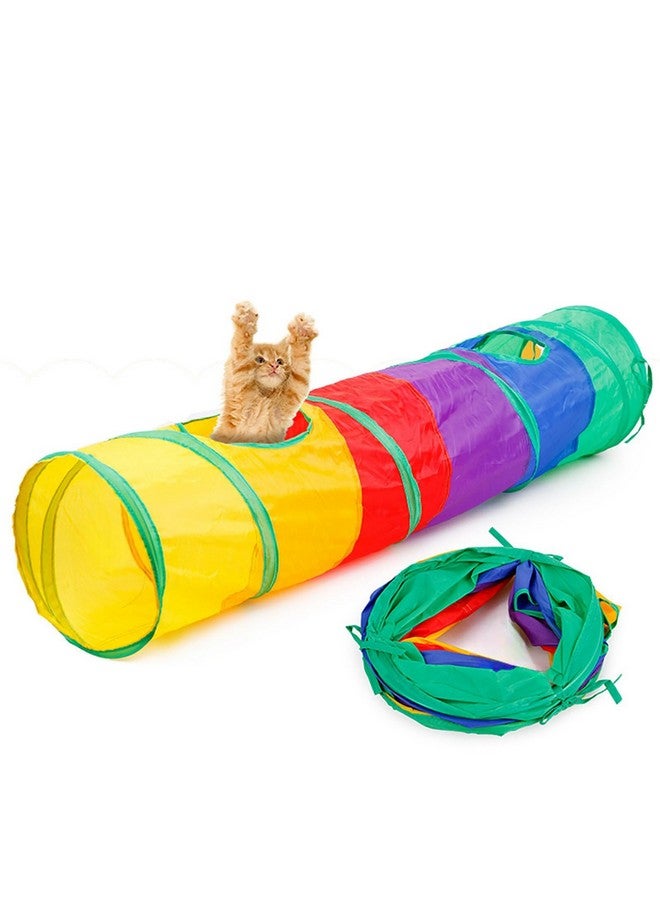 iCAGY Cat Tunnel For Indoor Cats Interactive, Rabbit Tunnel Toys, Pet Toys Play Tunnels For Cats Kittens Rabbits Puppies Crinkle Pop Up Rainbow 45" - Image 1