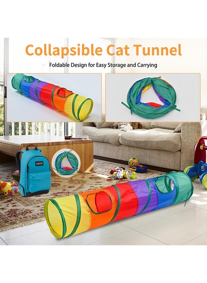 iCAGY Cat Tunnel For Indoor Cats Interactive, Rabbit Tunnel Toys, Pet Toys Play Tunnels For Cats Kittens Rabbits Puppies Crinkle Pop Up Rainbow 45" - Image 3