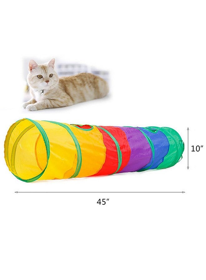 iCAGY Cat Tunnel For Indoor Cats Interactive, Rabbit Tunnel Toys, Pet Toys Play Tunnels For Cats Kittens Rabbits Puppies Crinkle Pop Up Rainbow 45" - Image 4