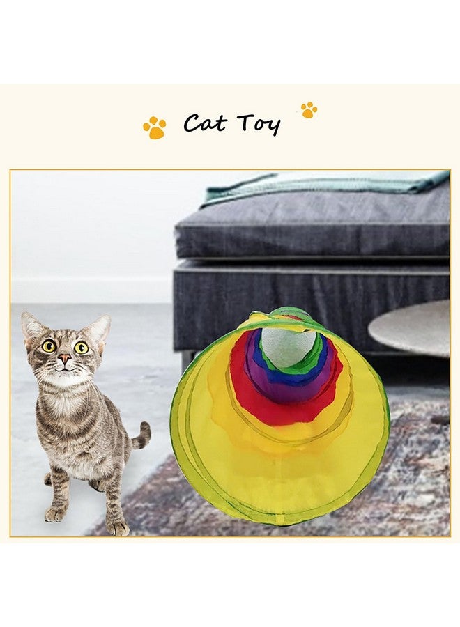 iCAGY Cat Tunnel For Indoor Cats Interactive, Rabbit Tunnel Toys, Pet Toys Play Tunnels For Cats Kittens Rabbits Puppies Crinkle Pop Up Rainbow 45" - Image 5