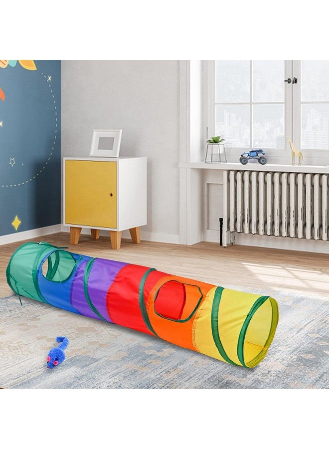 iCAGY Cat Tunnel For Indoor Cats Interactive, Rabbit Tunnel Toys, Pet Toys Play Tunnels For Cats Kittens Rabbits Puppies Crinkle Pop Up Rainbow 45" - Image 2