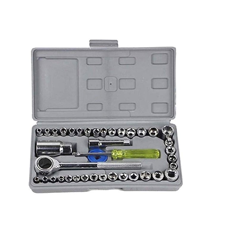 shopper 52.com shopper 52com Multipurpose Metal Screwdriver Socket Set and Bit Tool Kit Set Jackly Combination Wrench Tool for Home Car Bike 40 Pieces - Image 1