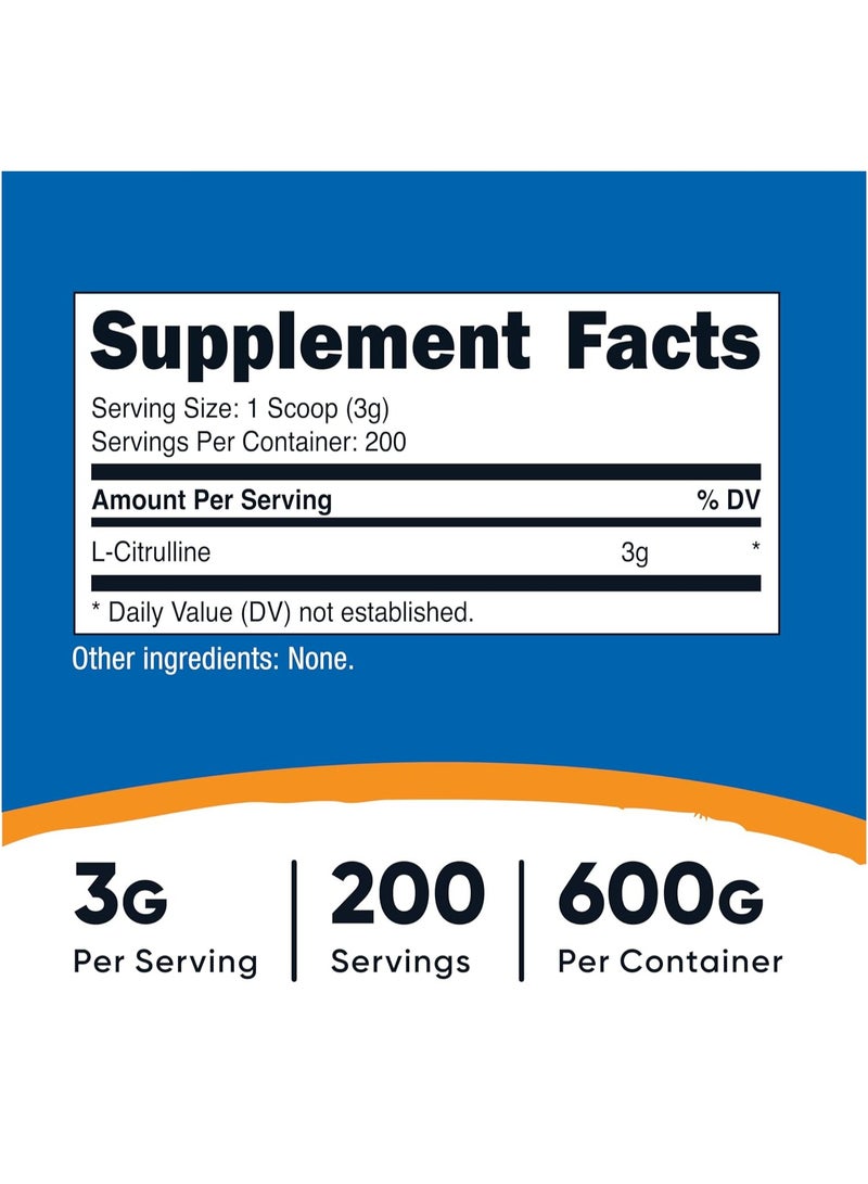 مسحوق قاعدة إل-سيترولين من نيوتريكوست، 600 غرام - Image 2