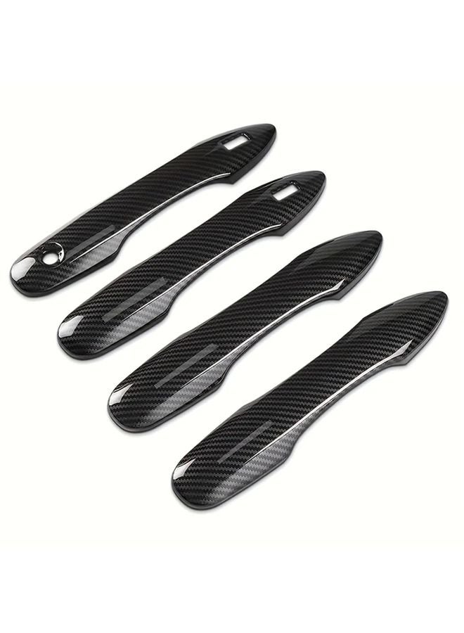 4Pcs Carbon Fiber Black ABS Door Handle Covers For Toyota Camry Corolla RAV4 Avalon - Image 1
