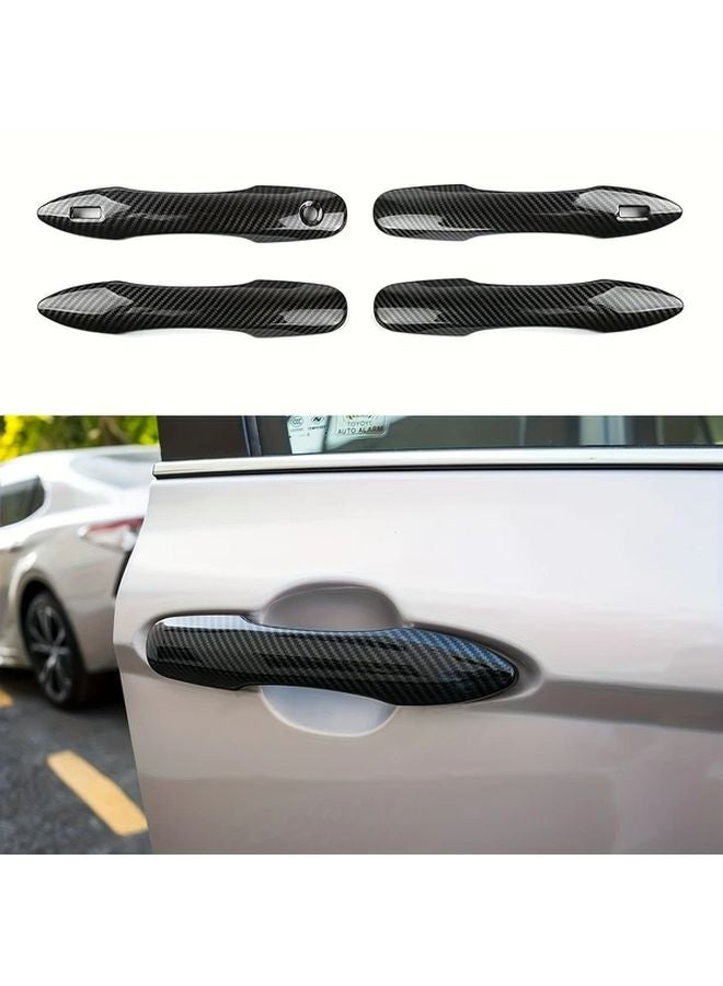 4Pcs Carbon Fiber Black ABS Door Handle Covers For Toyota Camry Corolla RAV4 Avalon - Image 5