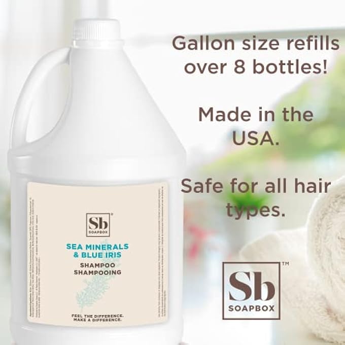 Soapbox SEA MINERALS & BLUE IRIS SHAMPOO, VEGAN, COLOR SAFE, SULFATE FREE & SILICONE FREE HAIR SHAMPOO REFILL FOR HOME & PROFESSIONAL USE - GALLON SIZE - Image 3