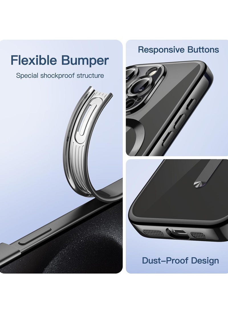 Generic - Magnetic Clear for iPhone 15 Pro Max Case with MagSafe Integrated Camera Protection Glass Silicone Cover Slim Thin Non Yellowing Anti Fingerprint Scratch Wireless Charging - Image 1