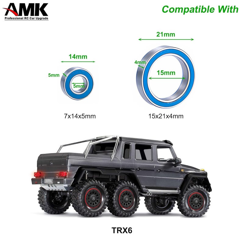 AMK طقم كرات المحامل المعدنية TRX6 55 قطعة مع محامل عجلات مطاطية محكمة الإغلاق لترقيات شاحنة 110 RC Crawler G63 6x6 - Image 2