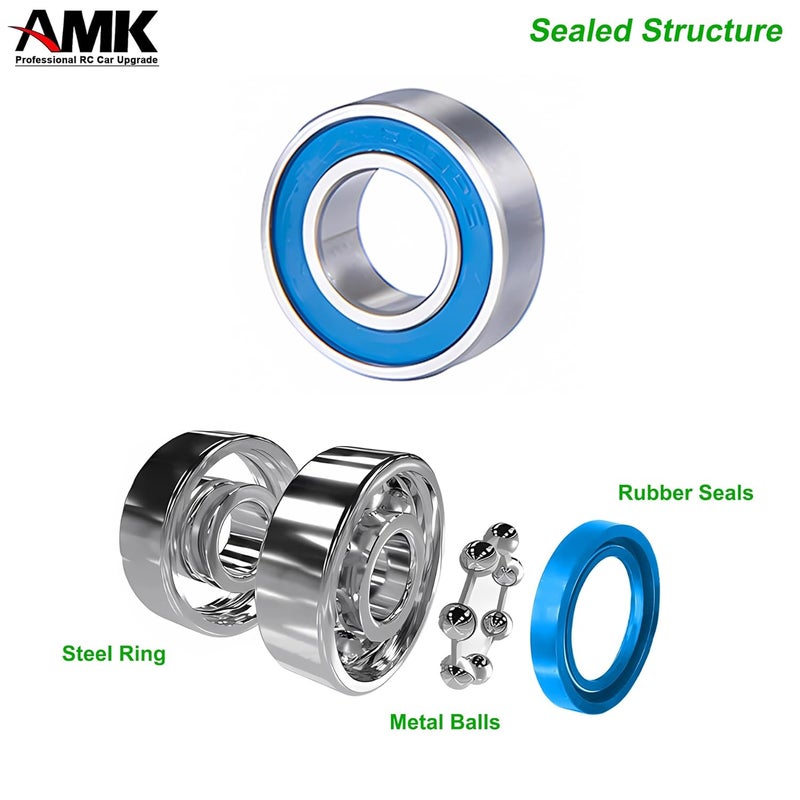 AMK طقم كرات المحامل المعدنية TRX6 55 قطعة مع محامل عجلات مطاطية محكمة الإغلاق لترقيات شاحنة 110 RC Crawler G63 6x6 - Image 4