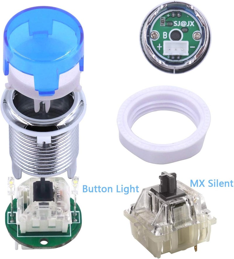 وحدة تحكم ألعاب آركيد للاعبين مع أزرار LED وطلاء كروم ومفاتيح MX ميكروسويتش وعصا تحكم 8 اتجاهات وكابل USB ومشفر وعصا DIY للكمبيوتر PC MAME وRaspberry Pi متعدد الألوان - Image 3