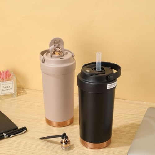 Wosta 500ml / 17oz Insulated Tumbler with Handle, Stainless Steel Travel Coffee Mug with Lid & Straw, Double-Wall Vacuum Tumbler, Leakproof Hot & Cold Drink Cup (Black) - Image 3