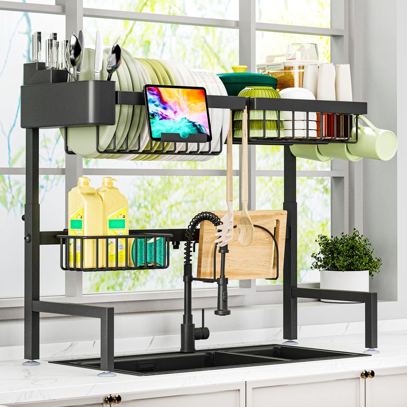ADBIU Over The Sink Dish Drying Rack Expandable Height and Length226  34 L SnapOn Design 2 Tier Large Dish Rack