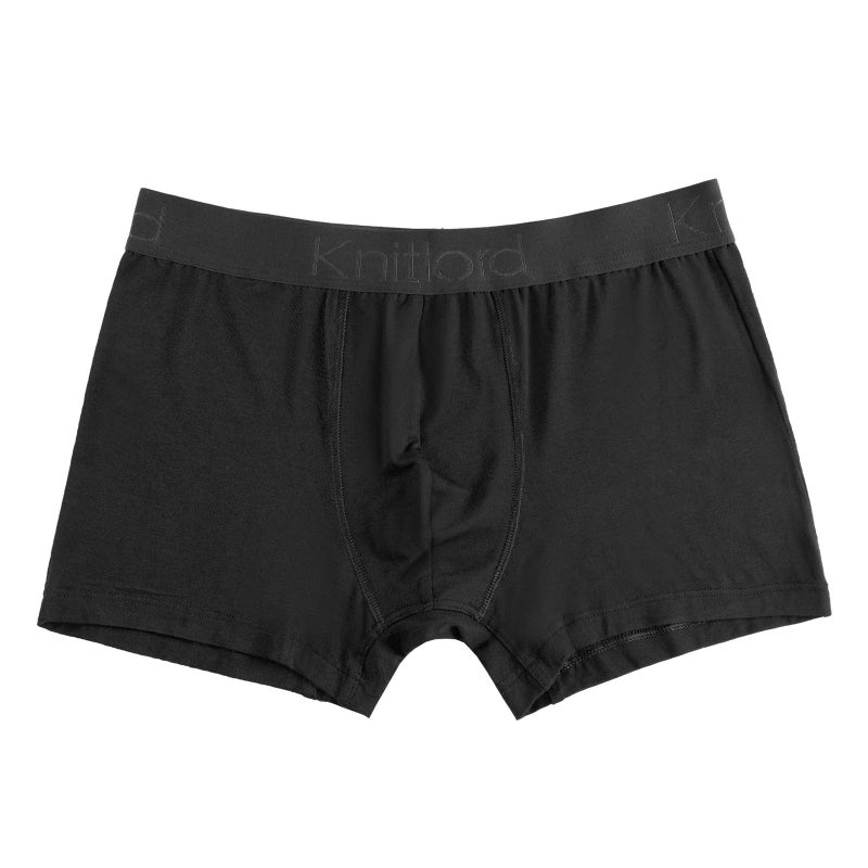 KNITLORD Men's Underwear Boxer Briefs Luxury Bamboo Viscose Ultra Breathable and Cooling Trunks Black 5 Pack M - Image 3