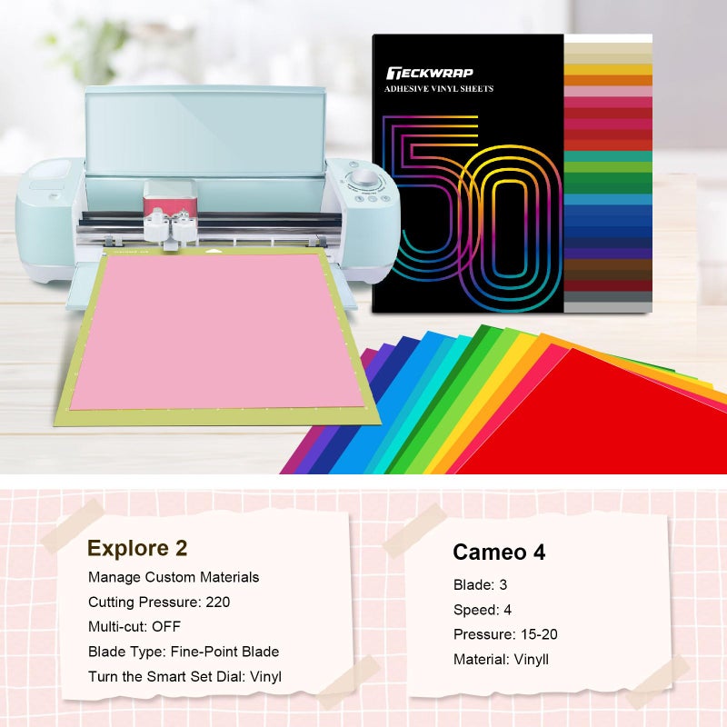 TECKWRAP 50 Pack 12" x 12" Permanent Adhesive Vinyl Sheets 48 Assorted Colors (Glossy & Matte) with 2 Transfer Tape for DIY Crafting, Decor Sticker Compatible with Cutting Machines - Image 4