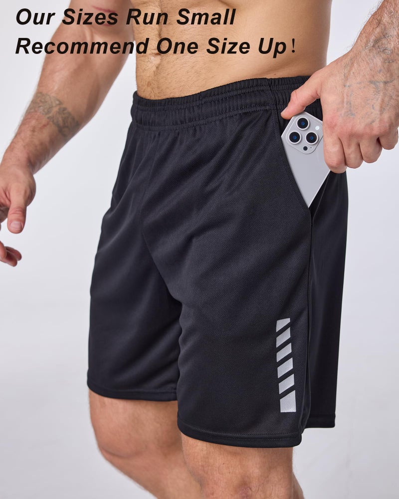 TEEPIRE Men's Athletic Shorts with Pockets and Elastic Waistband, Quick Dry Activewear Workout Short for Gym, Running - Image 4