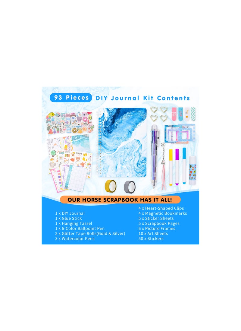 Captaintech DIY Journal Set for Girls Ages 8-13 - Perfect Birthday Gift for Tweens, Personalized Scrapbook and Diary Supplies Kit, Cute Art Crafts and Decoration for Kids in Blue.  - Image 3