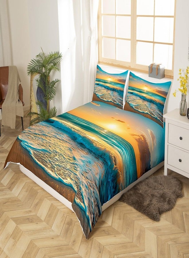 Feelyou Beach Bedding Set Queen Size Kids Sea Printed Comforter Cover Set for Boys Girls Teens Summer Holiday Vacation Duvet Cover Nature Pattern Bedspread Cover（No Comforter - Image 3