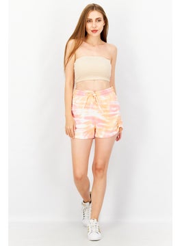 1 State Women Drawstring Tie Dye Basic Short, Pink Combo  - Image 2
