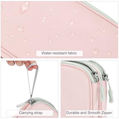 FYY Electronic Organizer, Large Travel Cable Organizer Bag Pouch Electronic Accessories Carry Case Portable Waterproof Double Layers All-in-One Storage Bag for Cable, Cord, Charger, Phone, Light Pink - Image 4