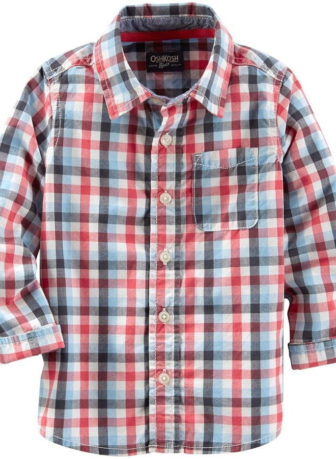 OshKosh B'Gosh Boys' Woven Buttonfront 31379710, Plaid, 5