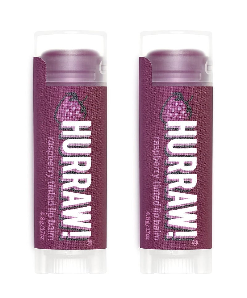 Hurraw Raspberry Tinted Lip Balm 2 Pack Sheer Berry Tint Organic Certified Vegan Cruelty and Gluten Free NonGMO 100 Natural Ingredients Bee Shea Soy and Palm Free Made in USA