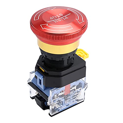 APIELE 22mm 1NO 1NC Red Metal Head Mushroom Emergency Stop Push Button Switch 600V 10 Amp (Type A) - Image 1