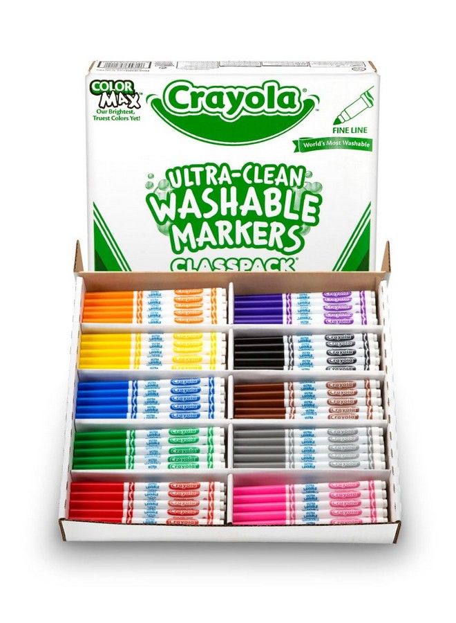 Crayola Ultra Clean Washable Markers Classpack (200 Count) Bulk Markers For Classrooms School Supplies For Kids 10 Colors - Image 2