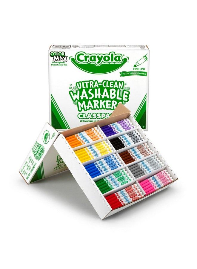 Crayola Ultra Clean Washable Markers Classpack (200 Count) Bulk Markers For Classrooms School Supplies For Kids 10 Colors - Image 4