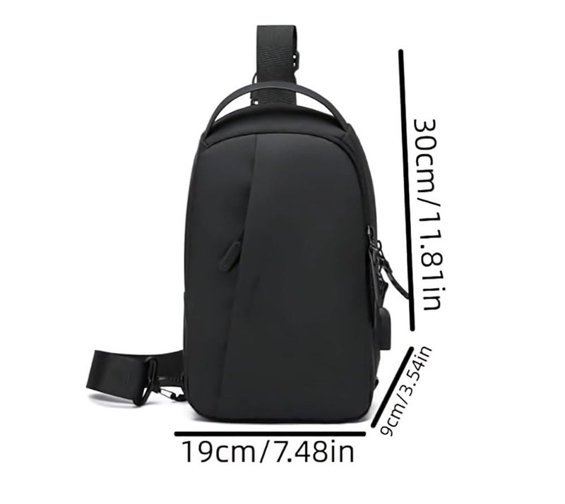 SKAIV Sling Crossbody Bag for Men Women, Mini Waterproof Backpack Shoulder Daypack Mini Anti-Theft Cross Body Chest Bags With USB Charger Port for Casual Travel Hiking Outdoor Sports (Black) - Image 4