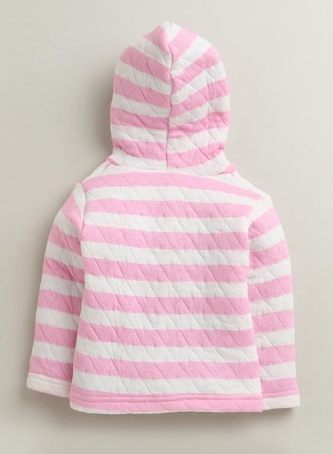 BUMZEE طقم شتوي وردي اللون من بامزي للبنات الصغيرات، بأكمام طويلة وغطاء رأس مفتوح من الأمام، مصنوع من البوليستر، مقاس 18-24 شهرًا (Peb11071E-pnk) - Image 3