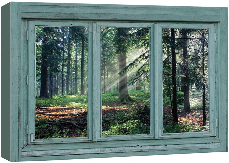 wall26 Canvas Print Wall Art Window View of Sunlight in The Forest Nature Wilderness Photography Realism Rustic Landscape Colorful Vibrant for Living Room Bedroom Office  24x36
