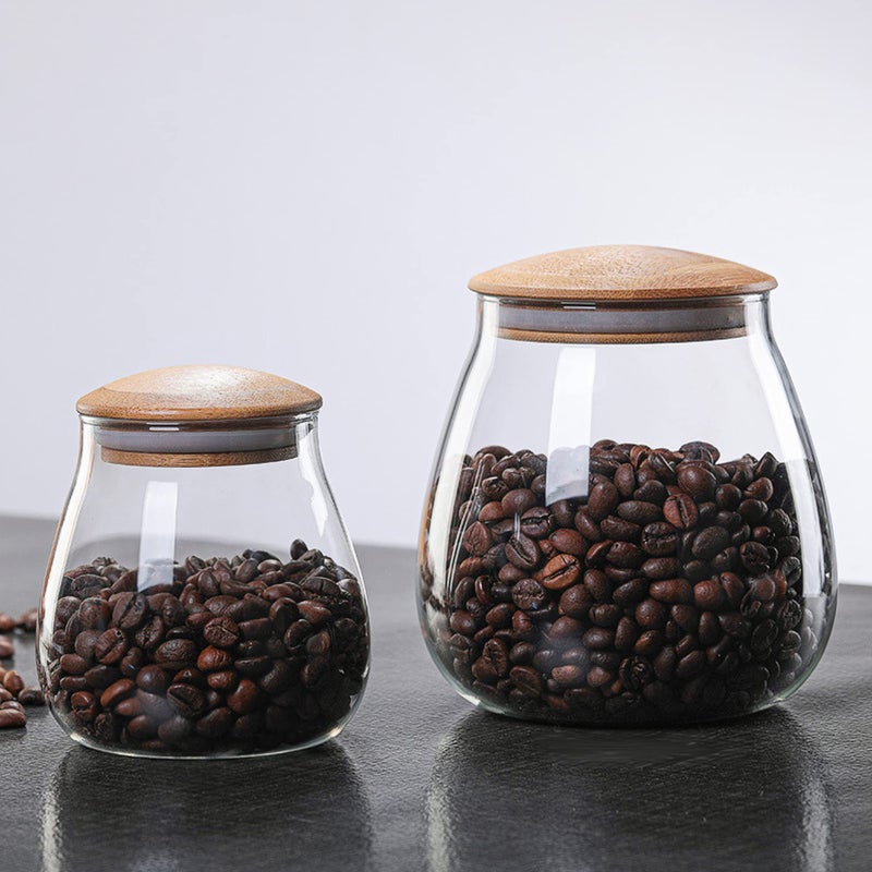 MOLADRI 800 ML/26 FL OZ Clear Cute Glass Storage Canister Holder with Airtight Bamboo Lid  Round Modern Decorative Container Jar for Coffee  Spice  Candy  Salt  Cookie  Condiment  Pepper  Sugar - Image 3