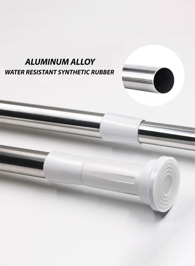 DBLEW Adjustable Telescopic Curtain Rod Rust-Resistant Aluminum 140-260cm Extendable Non-Slip Tension Rod for Shower Closet Balcony & Living Room No Drilling Required - Image 2