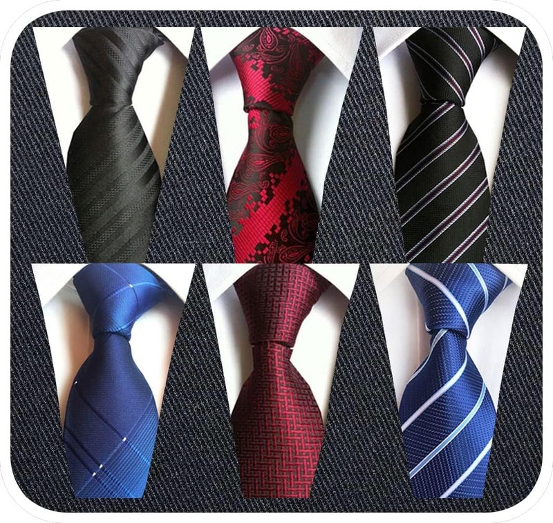 Adulove Men's Necktie Classic Silk Tie Woven Jacquard Neck Ties 6 PCS - Image 1