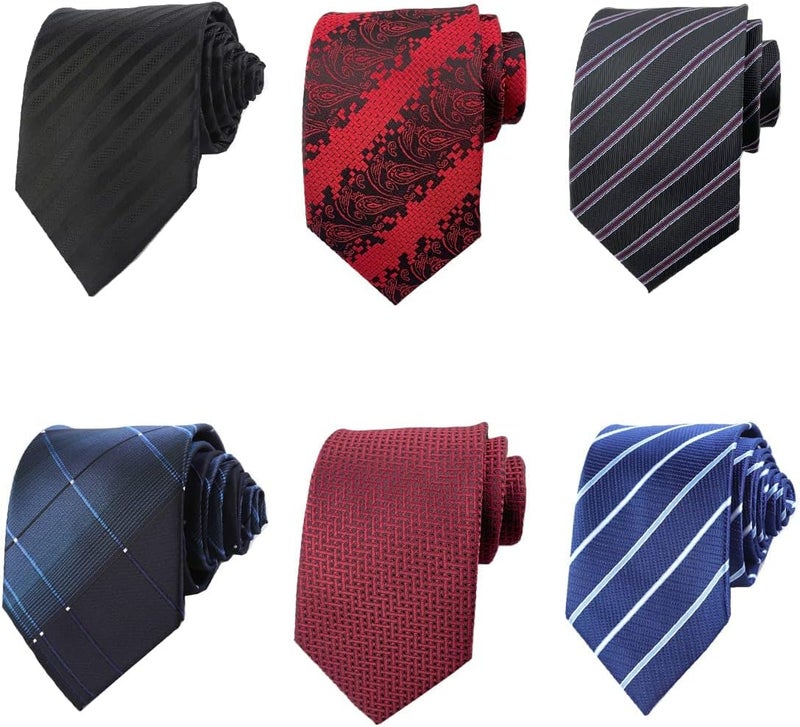 Adulove Men's Necktie Classic Silk Tie Woven Jacquard Neck Ties 6 PCS - Image 2