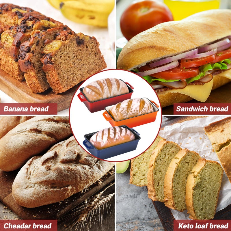 Northriver Casting 9x5 Inch Enameled Cast Iron Bread Loaf Pan with Lid  Perfect Sourdough Baking Pans | Even Heat Distribution for Homemade Bread  Cake  Meatloaf 2 Piece set Red - Image 5