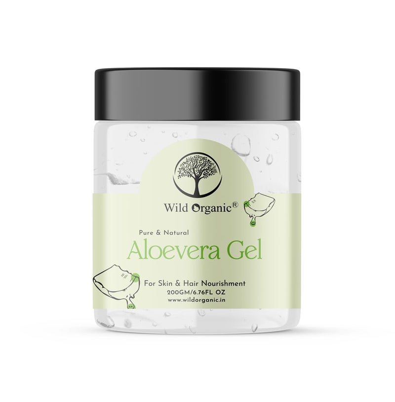 Wild & Organic Wild Organic Pure Natural Aloe Vera Gel Multipurpose Beauty Gel Daily MoisturizerHydrating Glowing Skin Acne ControlFor all skin and hair type For Men And Women 200gm  - Image 1