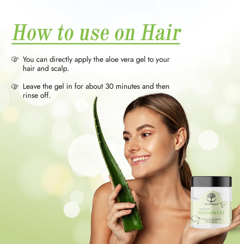 Wild & Organic Wild Organic Pure Natural Aloe Vera Gel Multipurpose Beauty Gel Daily MoisturizerHydrating Glowing Skin Acne ControlFor all skin and hair type For Men And Women 200gm  - Image 5